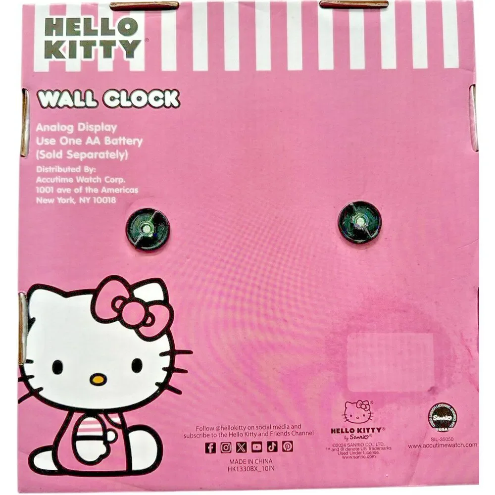 Hello Kitty 10-Inch Wall Clock Analog Display, Battery Operated, Adorable Design